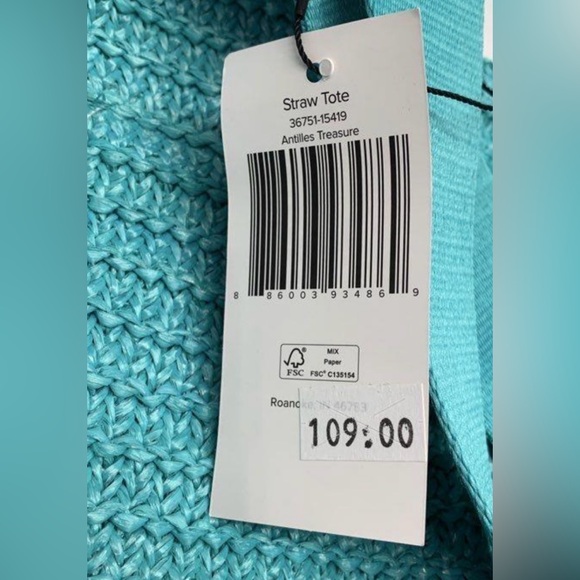 Vera Bradley Straw Tote Bag Antilles Treasure Beach Sea Theme NWT - Picture 4 of 5